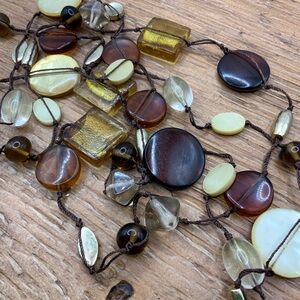 Coldwater Creek Acrylic Glass Beaded Mutli Strand Gold Tone Sting Necklace